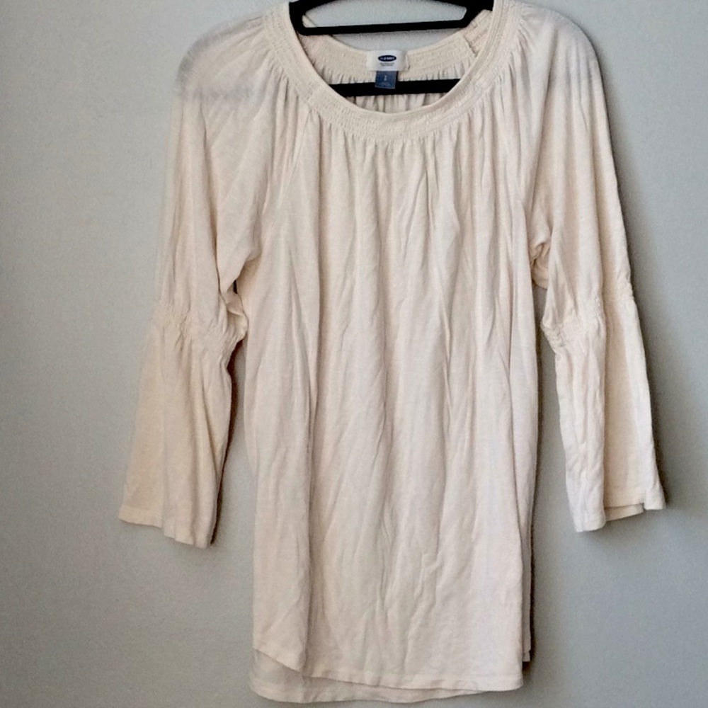 Old navy cream cotton blouse with peplum sleeves